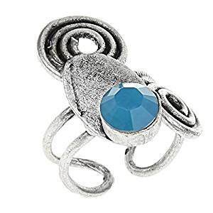 Elegant silver wire wrapped retro retro unique blue stone spiro