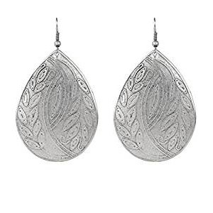 Oversized Vintage Silver popular Etruscan Style Earrings with Ornate Teardrop Shape, Eth