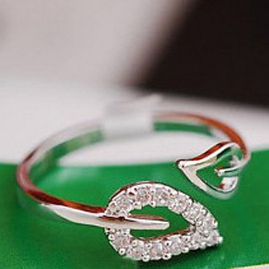 Female rings, zircon alloy leaf, simple style, bridal jewelry, silver wedding party everyday casual