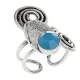 Elegant silver wire wrapped retro retro unique blue stone spiro